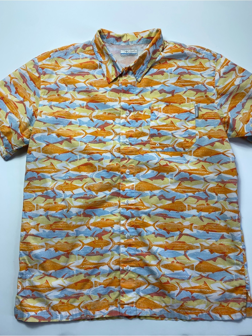 Columbia PFG Fish Print Short Sleeve Button Down Shirt